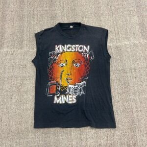 Vintage Kingstone Mines Shirt Mens XS Black 1980s Sleeveless Chicago Blues